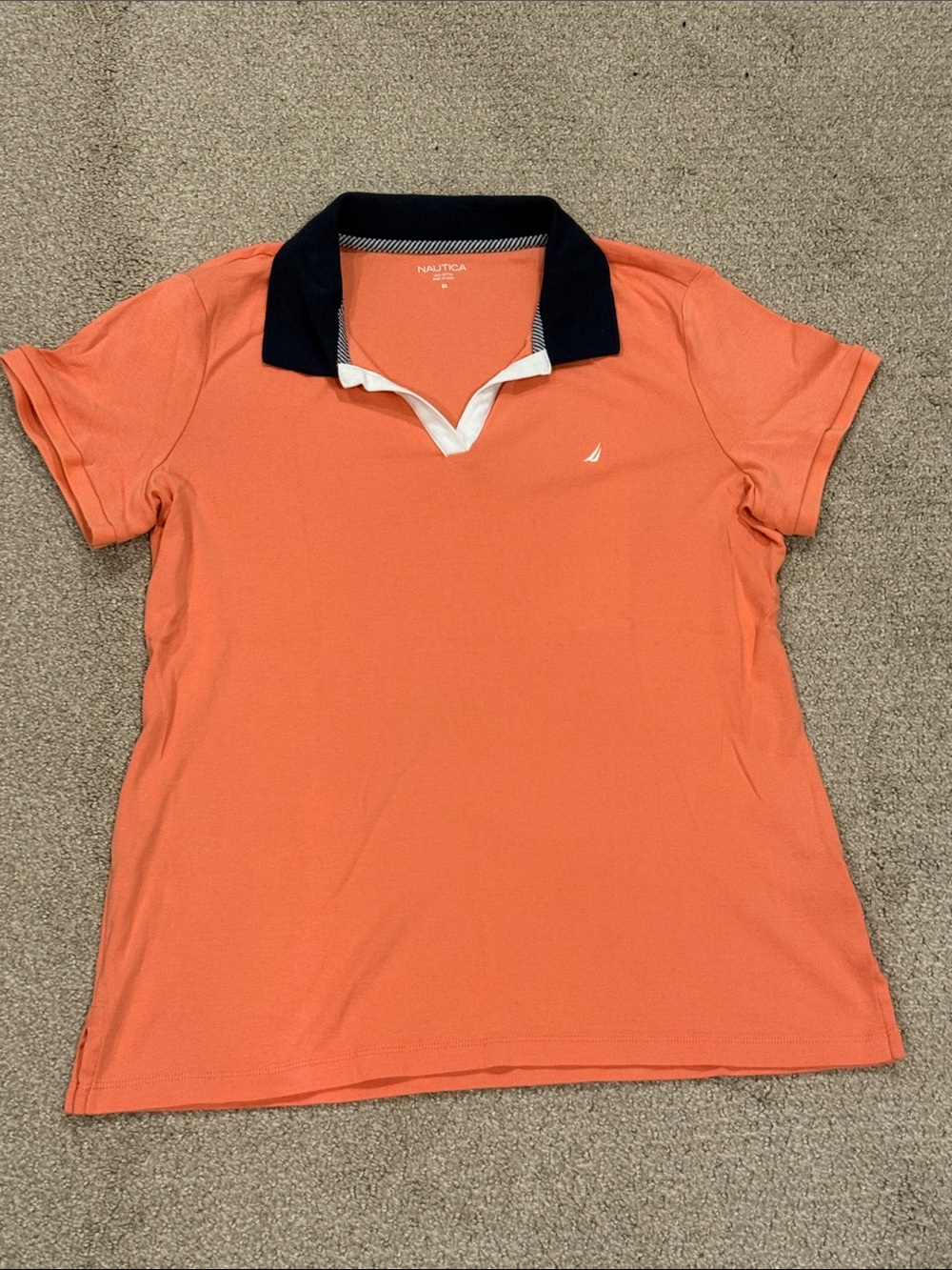 Nautica Women’s Coral Polo with Navy Collar